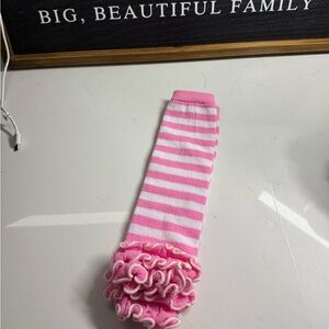 Pink Striped Kids Leg Warmers